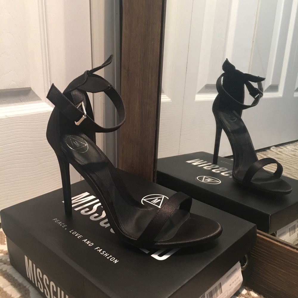 Misguided Black Bunny Ear barely there heels